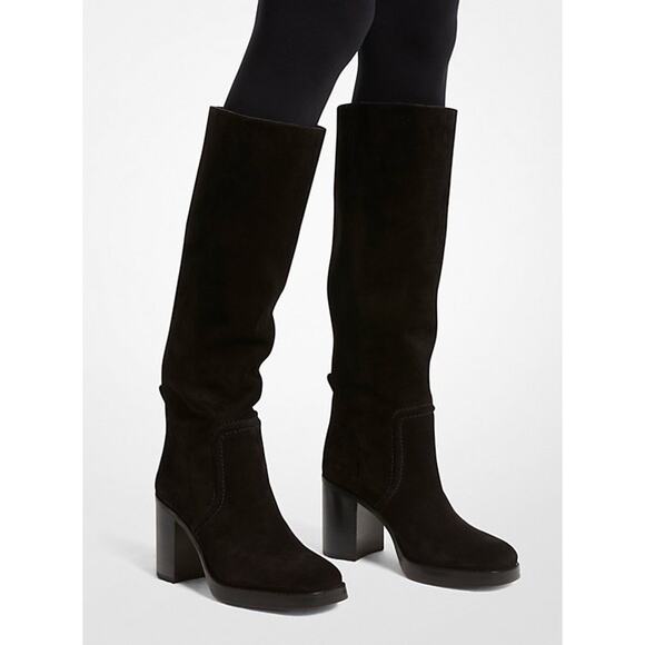 MICHAEL KORS CLASSIC HAYDEN BLACK SUEDE KNEE HIGH BOOT 100% LEATHER. SZ 8 $325 - Picture 1 of 11